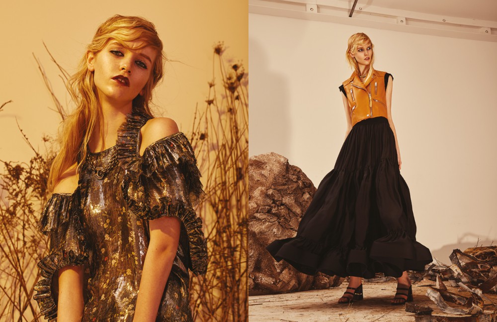 Metallic Blouse / Preen by Thornton Bregazzi Necklace / Lanvin, Holt Renfrew Opposite Biker Vest / Coach Knit Vest / Saint Laurent Paris, Holt Renfrew Skirt / Stella Mccartney, Saks Fifth Avenue Necklace / Alynne Lavigne Shoes / Tibi