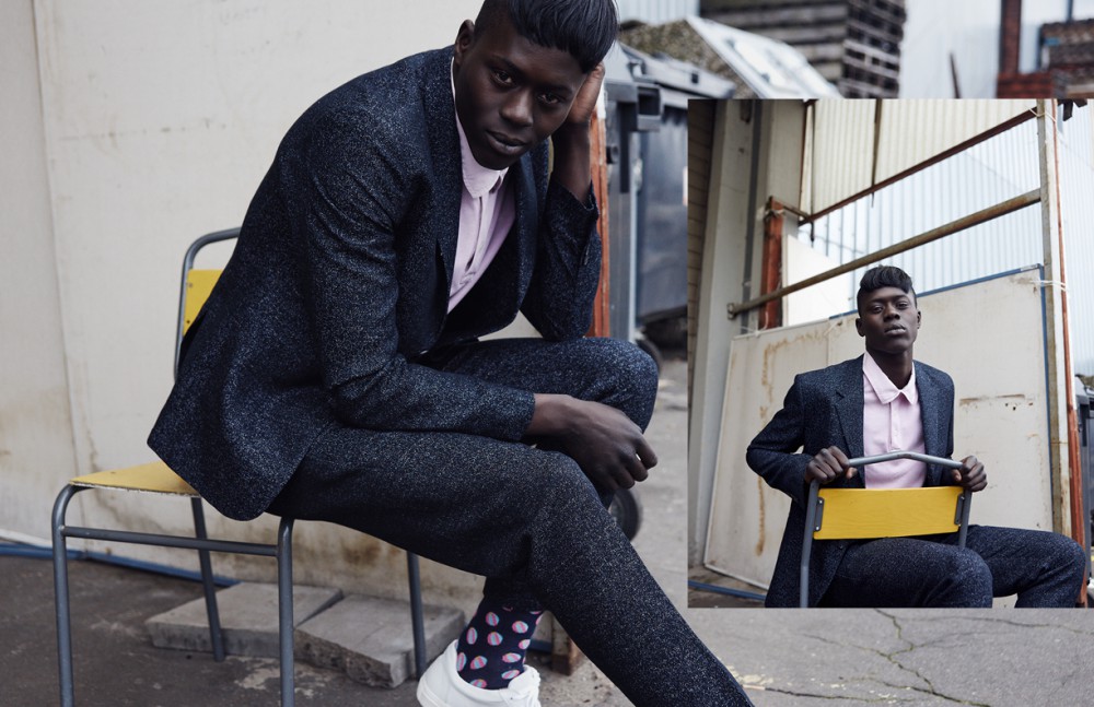 Alpha Dia @ Modelwerk wears Suit & Trainers / COS Poloshirt / Topman Socks / Happy Socks
