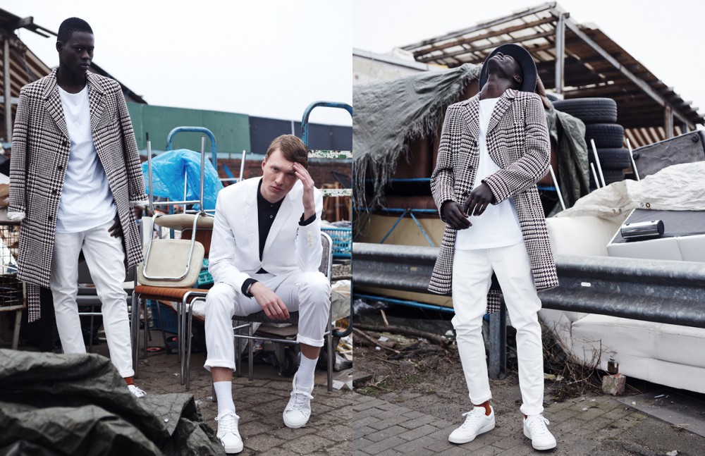 Alpha Dia @ Modelwerk wears Coat / Herr von Eden T-Shirt / JOSEPH Jeans / Versus Versace Socks / FALKE Phillip Wörtmann @ Modelwerk wears Suit / Strellson Shirt / DRYKORN Socks / FALKE Trainers / COS Opposite Alpha Dia @ Modelwerk wears Coat / Herr von Eden T-Shirt / JOSEPH Jeans / Versus Versace Socks / FALKE Trainers / adidas