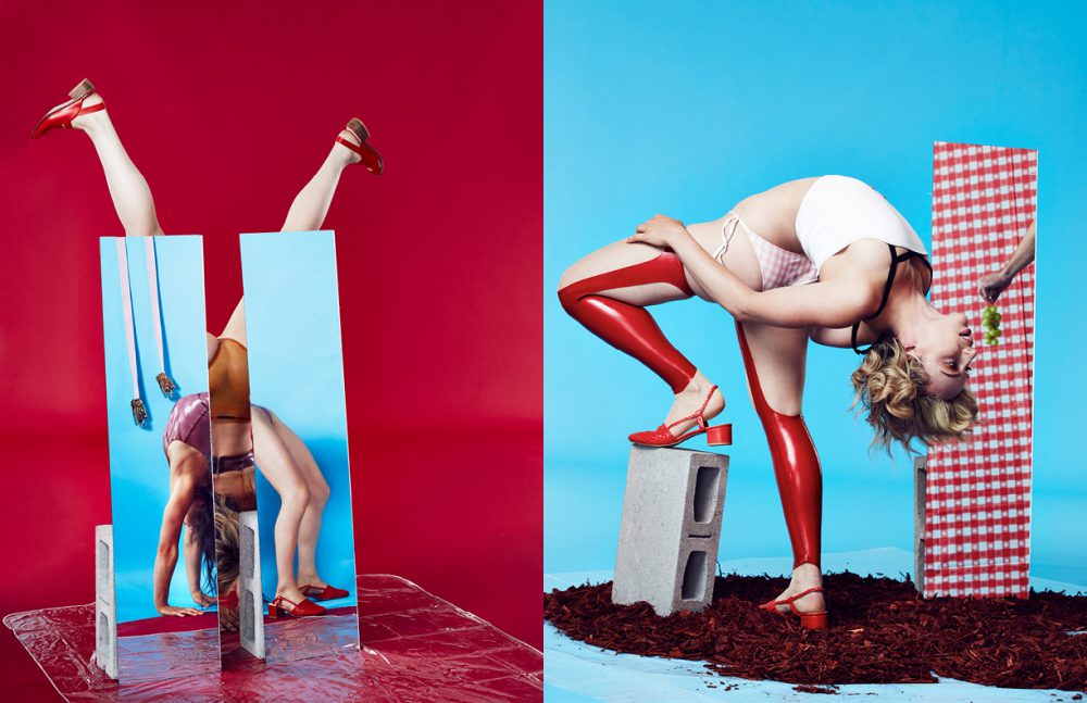 Tops & Bottoms / TABLEAUX VIVANTS Shoes / Maryam Nassir Zadeh Opposite Top / Chromat Bikini / Styist’s Own Leggings / TABLEAUX VIVANTS Shoes / Maryam Nassir Zadeh