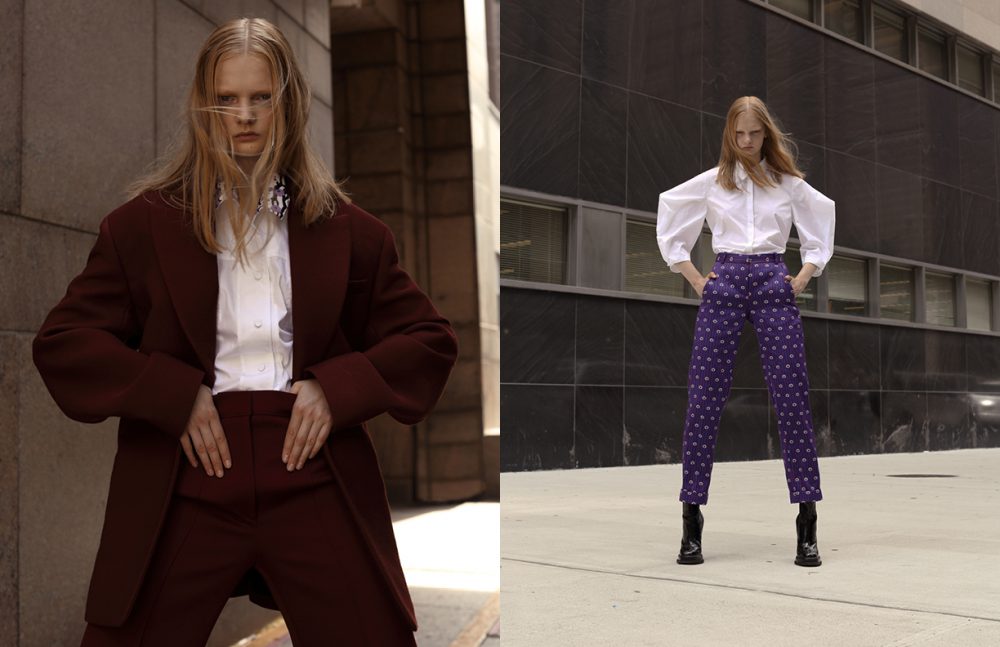 ￼￼Shirt / KENZO  Blazer & trousers / JOSEPH Opposite Shirt / Delpozo  Trousers & boots / Carven 