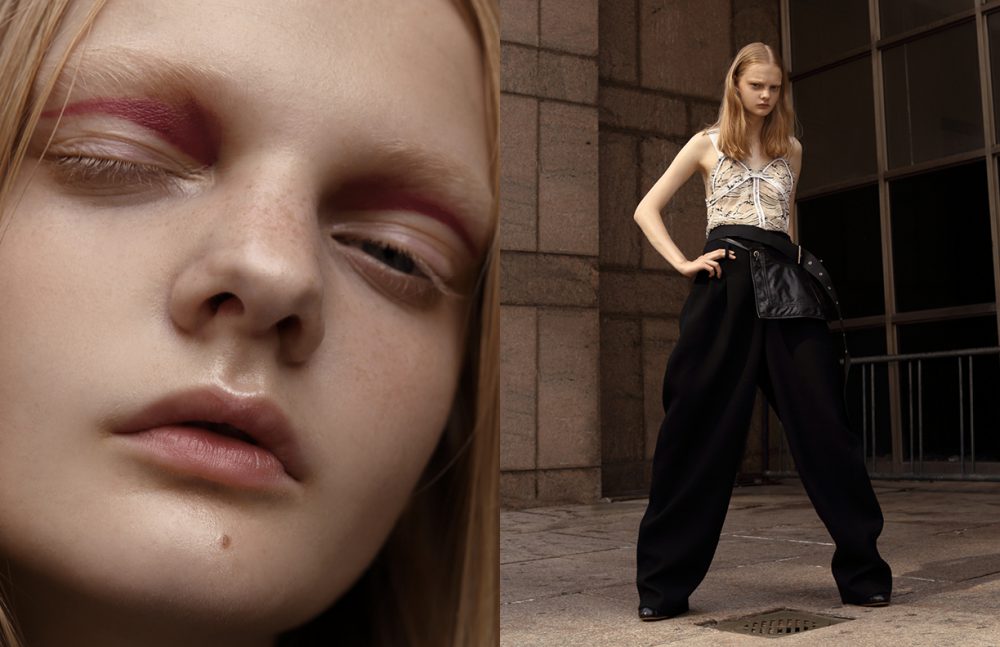 ￼Top / Carven  Trousers / Off-white  Bag / Céline  Boots / Ellery