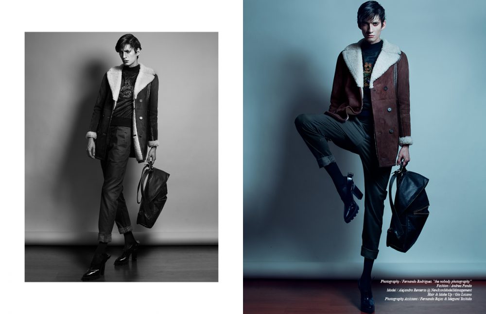 Trousers / Adolfo Domínguez  Jumper / Angulo Coat / Tommy Hilfiger  Backpack / Steve Madden  Heels / Jeffrey Campbell