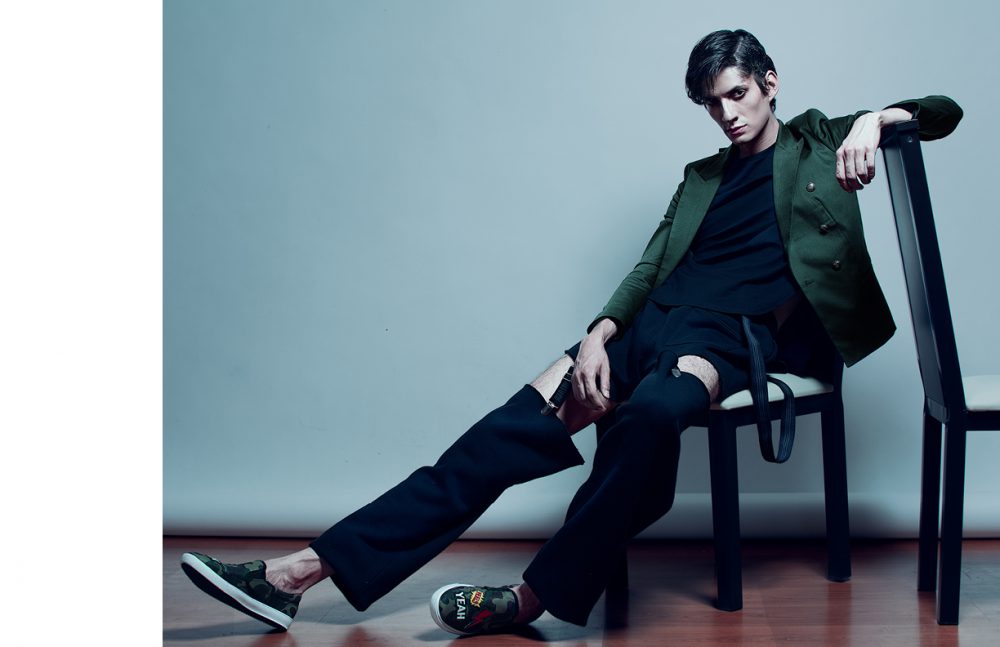 Shirt / Aldo Rendón Coat / Tommy Hilfiger  Trousers / PUMA Shoes / Rabia Suspenders / American Apparel