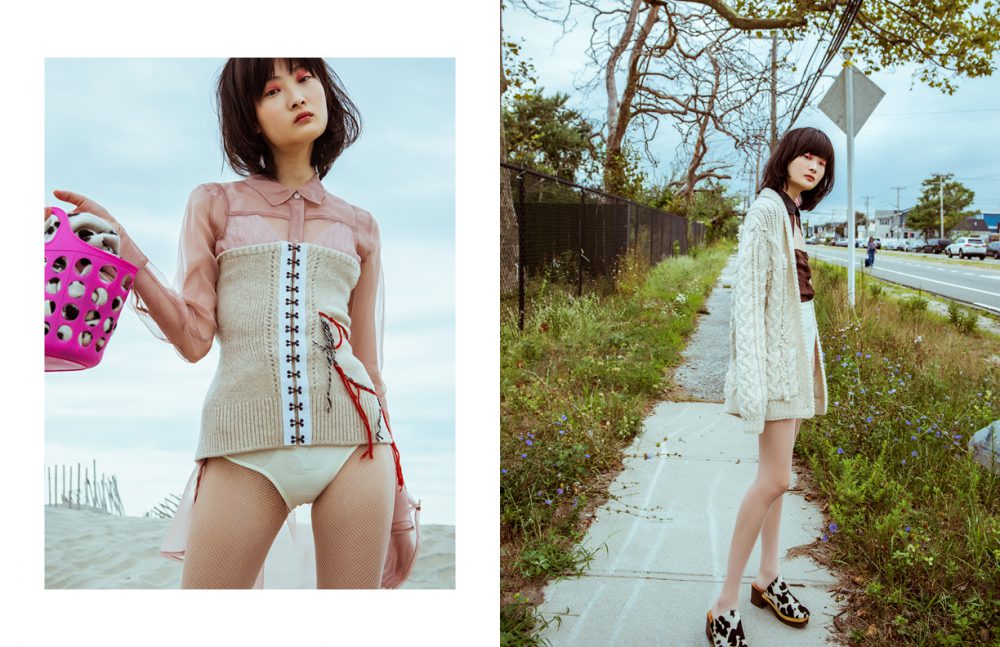 Shirt & Bra / MILLY Corset / JOSEPH Jumper (in bag) / White + Warren Opposite  Top / GEORGINE  Jumper / M. PATMOS  Shoes / Rosetta Getty