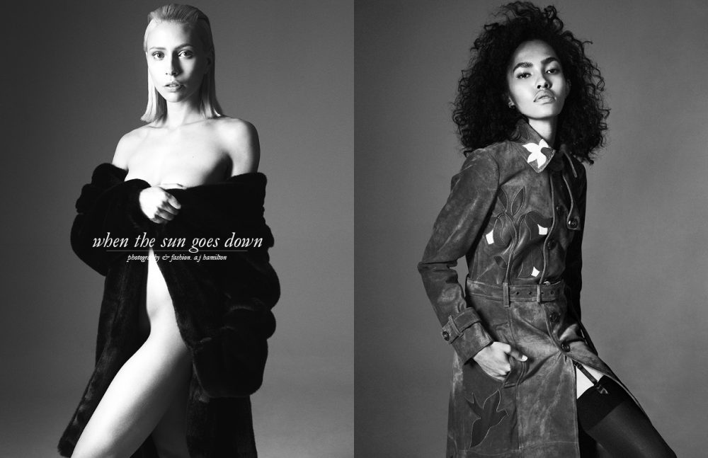 Charlie Siddick wears Coat / WANDA NYLON Gladys Brown wears Coat / Valentino Stockings / Wolford