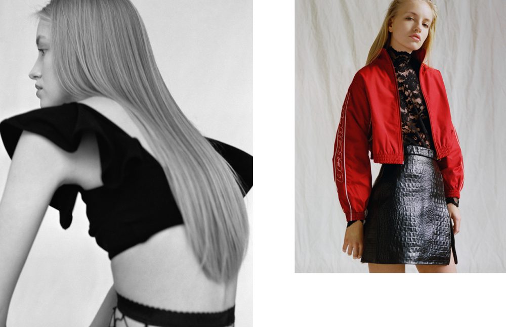 Top / Michael Lo Sordo Tights / Wolford Opposite Jacket / Vetements Top / Ganni Skirt / Stylist’s Own