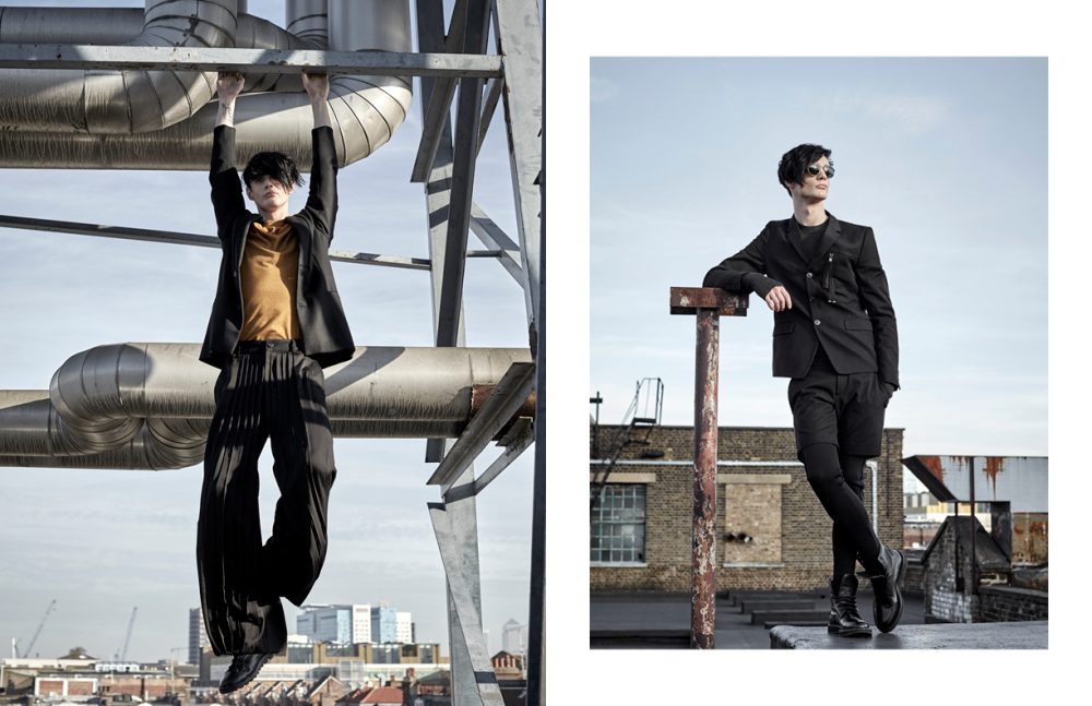 Jacket / Berthold Top / Natural Selection Trousers / SONGZIO Boots / Coach Opposite Suit / Diesel Boots / Jimmy Choo